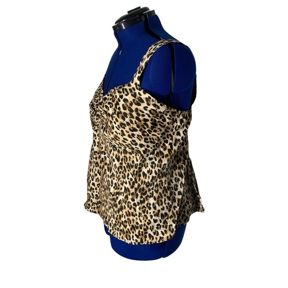 Sleeveless Leopard Print Spandex Zipper Front Sweetheart Strap Top 3XL size - Picture 7 of 14